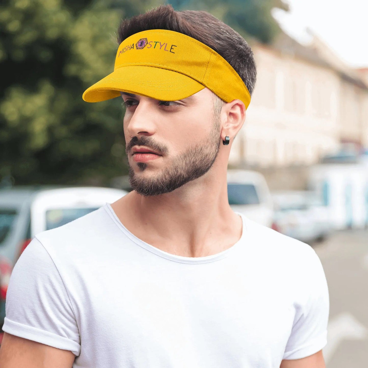 Embroidered Sun Visor Caps - Yellow - Mishastyle