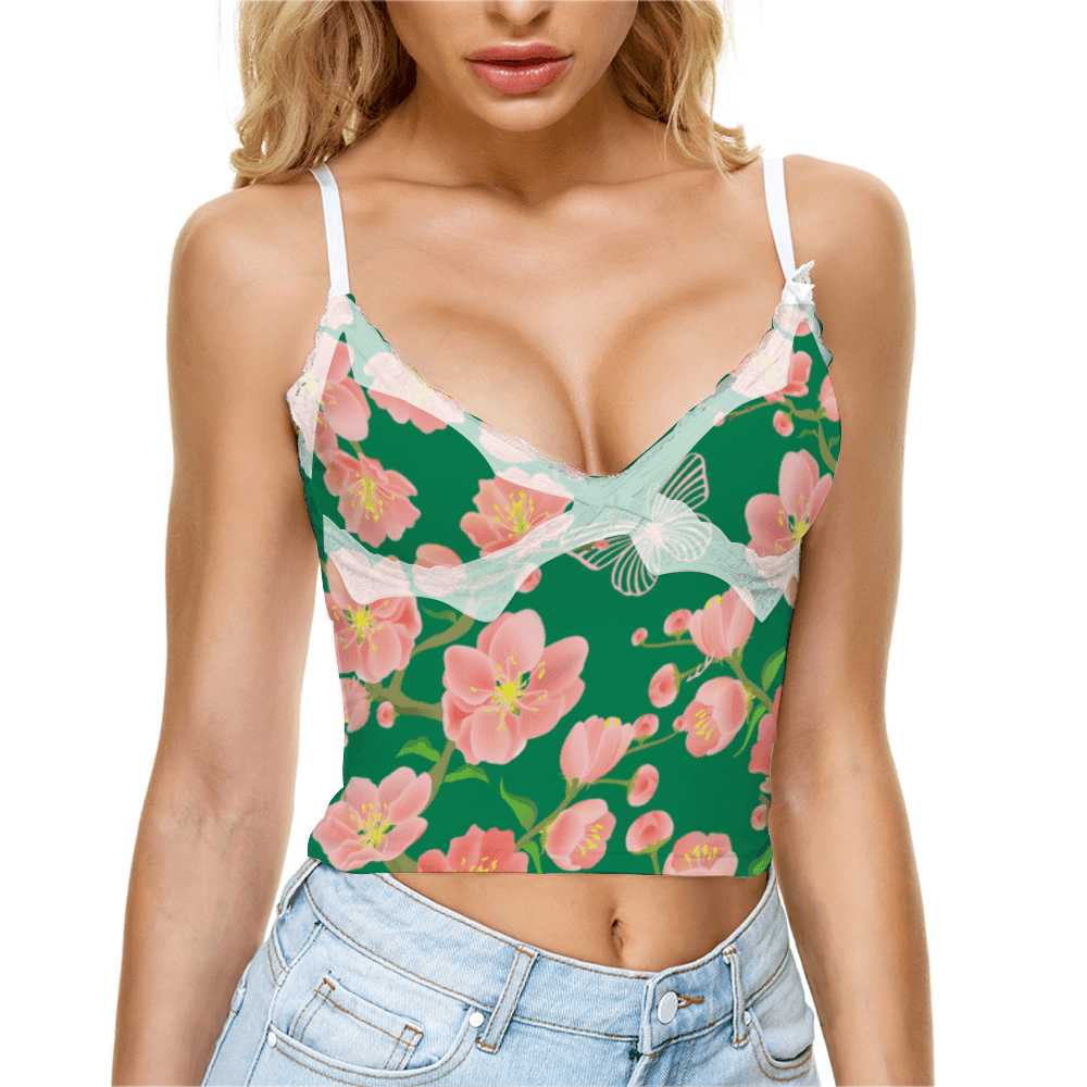 Floral Crop Sexy V Neck Tank Top - Mishastyle