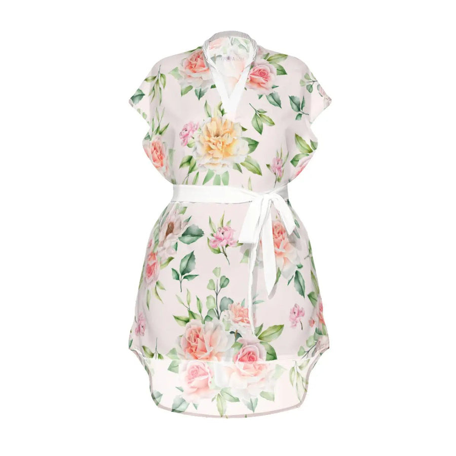 Floral Standing Collar Soft Dress With Belt 