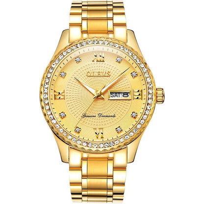 Golden Wristwatch Premium Metal Band Watch - Mishastyle