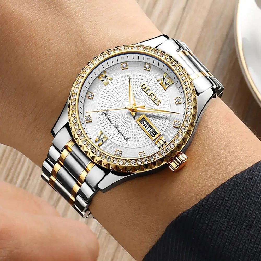 Golden Wristwatch Premium Metal Band Watch - Mishastyle