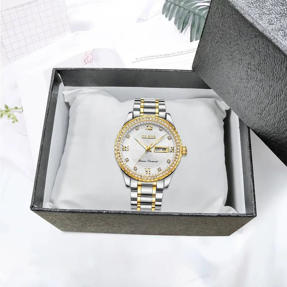 Golden Wristwatch Premium Metal Band Watch - Mishastyle