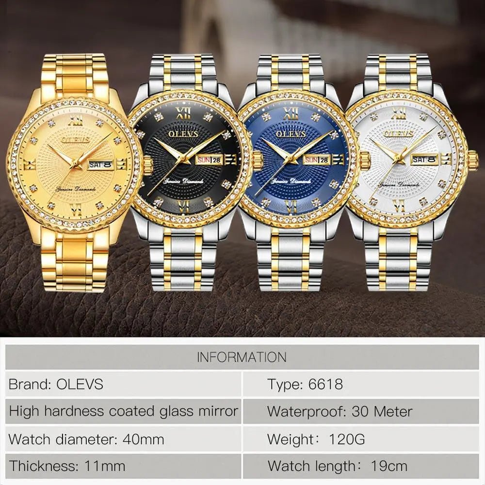 Golden Wristwatch Premium Metal Band Watch - Mishastyle