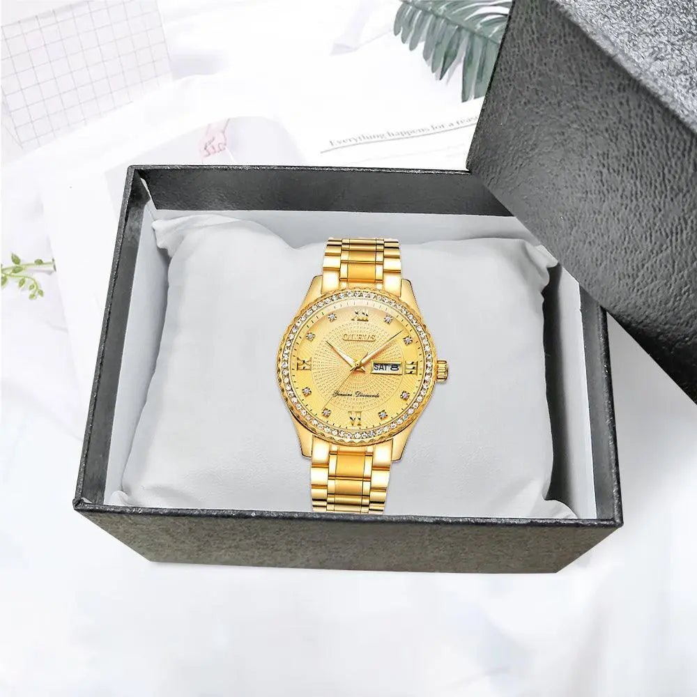 Golden Wristwatch Premium Metal Band Watch - Mishastyle