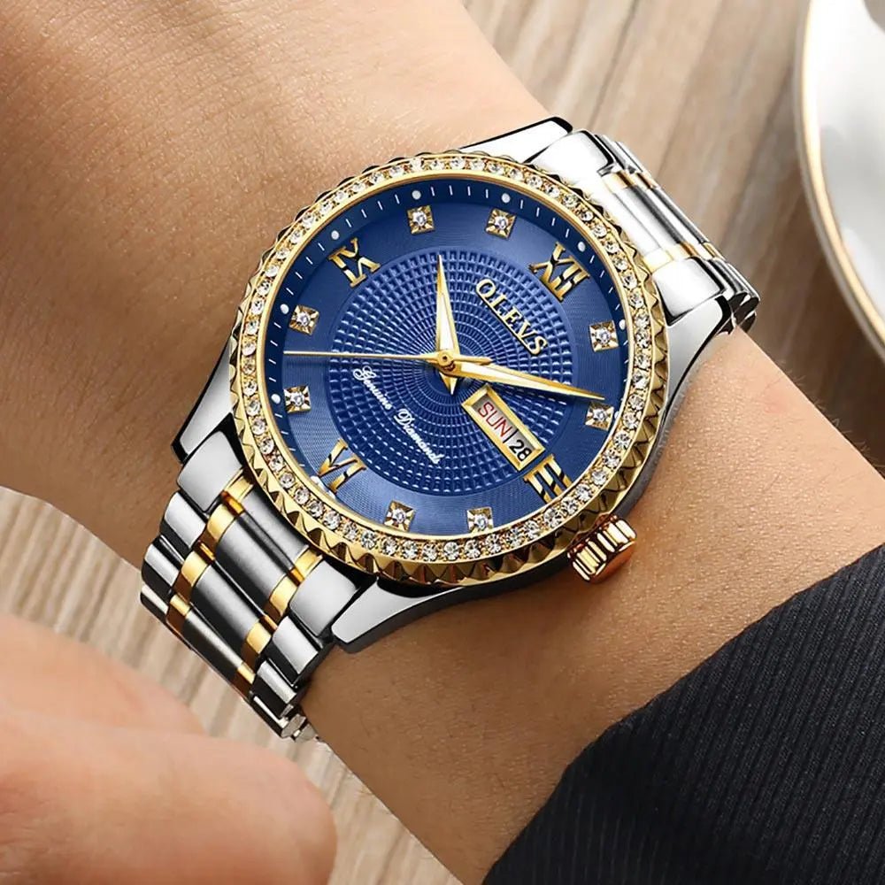 Golden Wristwatch Premium Metal Band Watch - Mishastyle