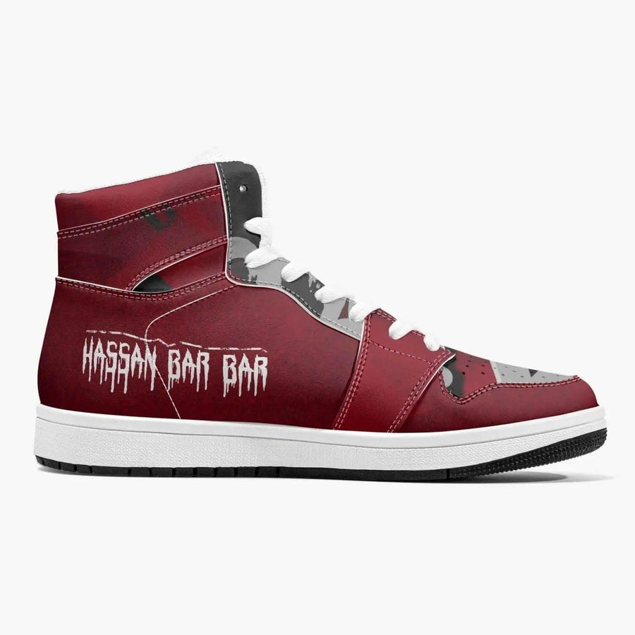 Hassan Bar Bar High-Top Leather Men's Sneakers In Red - Mishastyle