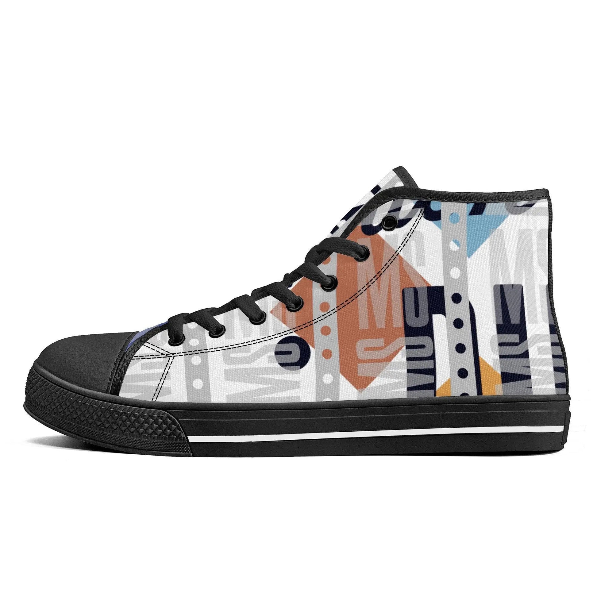 High-Top Misha Men Canvas Shoes - Black - Mishastyle