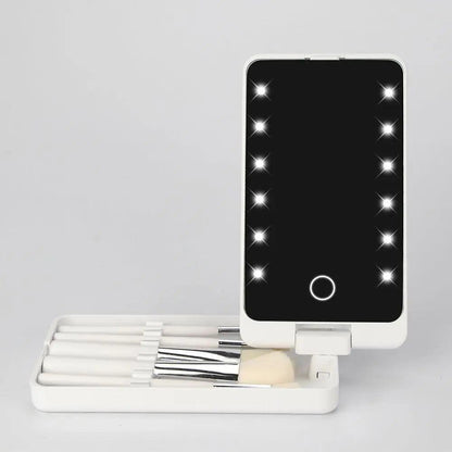 LED Light Makeup Hand Mirror - Black - Mishastyle