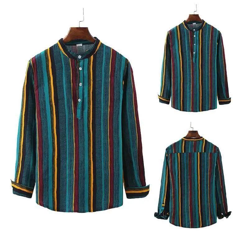 Line Stripe Casual Men Shirt - Mishastyle