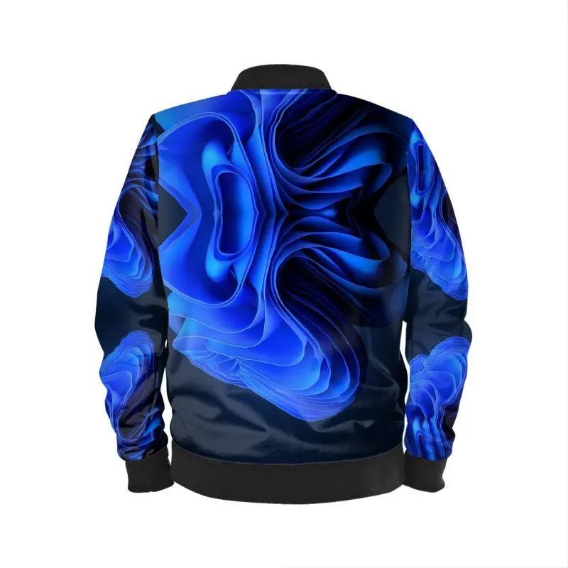 Little Blue Flower Mens Bomber Jacket - Black - Mishastyle