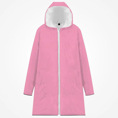 Long Rain Coat Cotton-pad Zipper-up Hoodie - Mishastyle