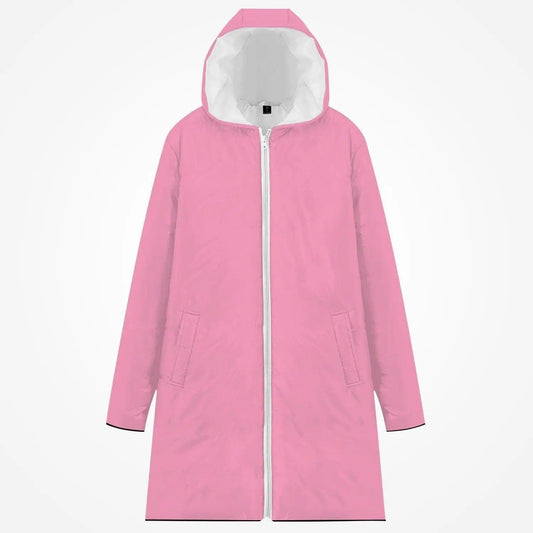 Long Rain Coat Cotton-pad Zipper-up Hoodie - Mishastyle