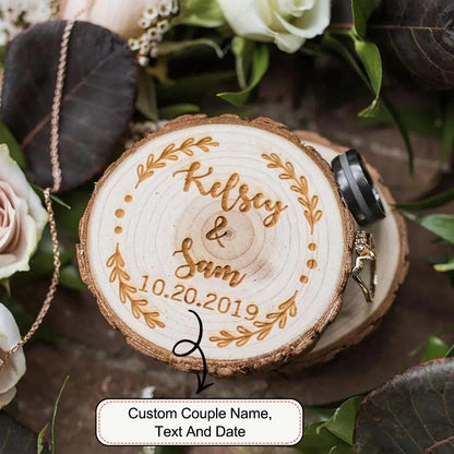 Lotus Tree Couple Name Round Ring Box - Mishastyle