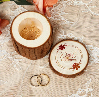 Lotus Tree Couple Name Round Ring Box - Mishastyle