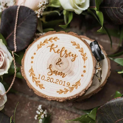 Lotus Tree Couple Name Round Ring Box - Mishastyle