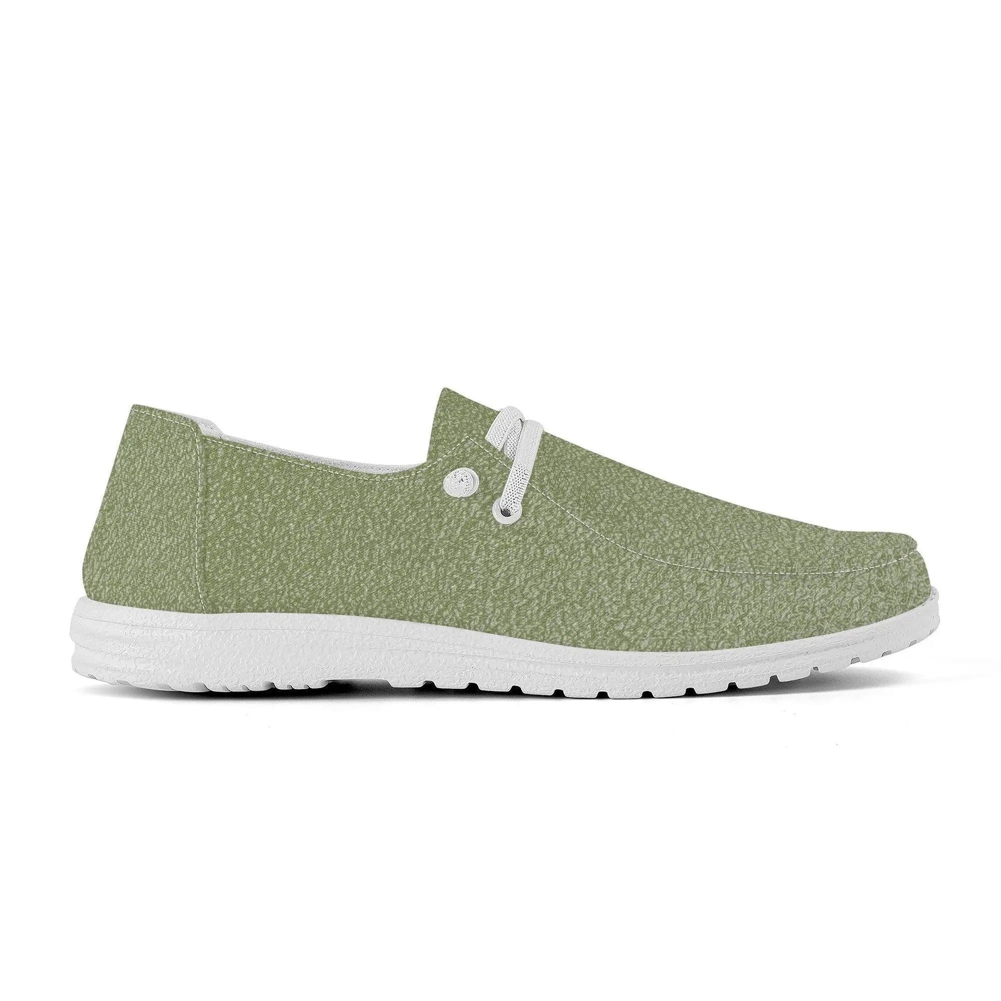 Men Canvas Loafers Slip On - Garden Green - Mishastyle