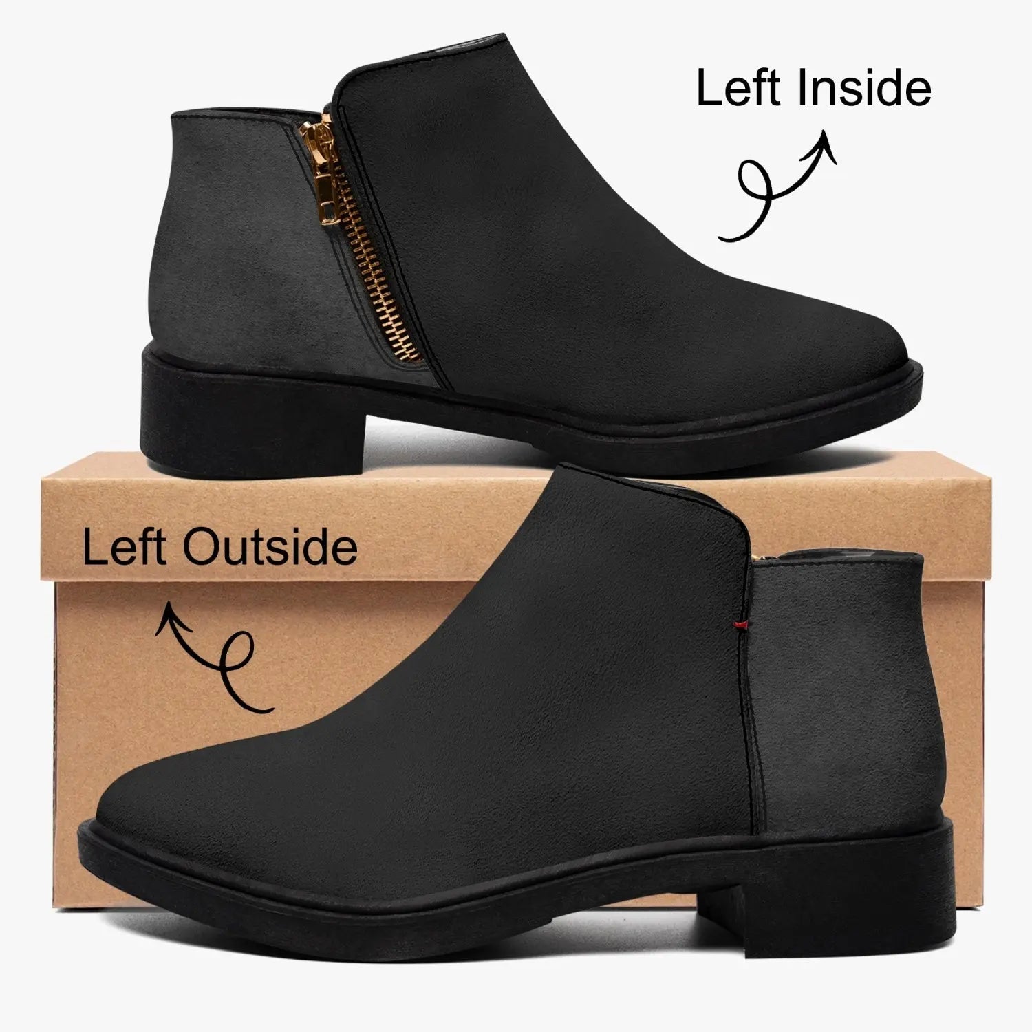 Men Classic Black Zipper Boots - Mishastyle