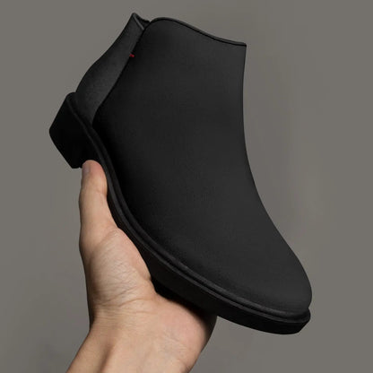 Men Classic Black Zipper Boots - Mishastyle