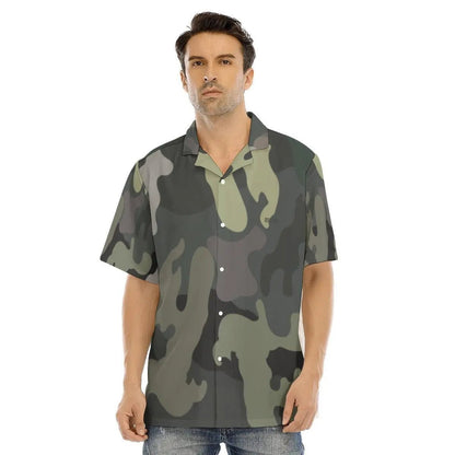 Men's Army Hawaiian Shirt With Button Closure - Mishastyle