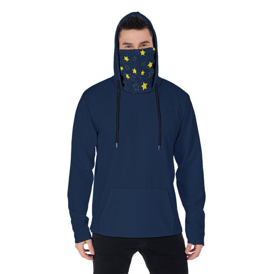 Men's Heavy Fleece Hoodie With Mask - Navy - Mishastyle