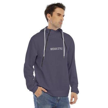 Men's Hoodie With Placket Double Zipper - Mishastyle