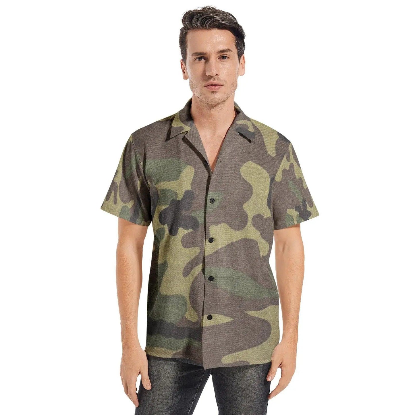 Men's Short Sleeve Shirts - Army - Mishastyle