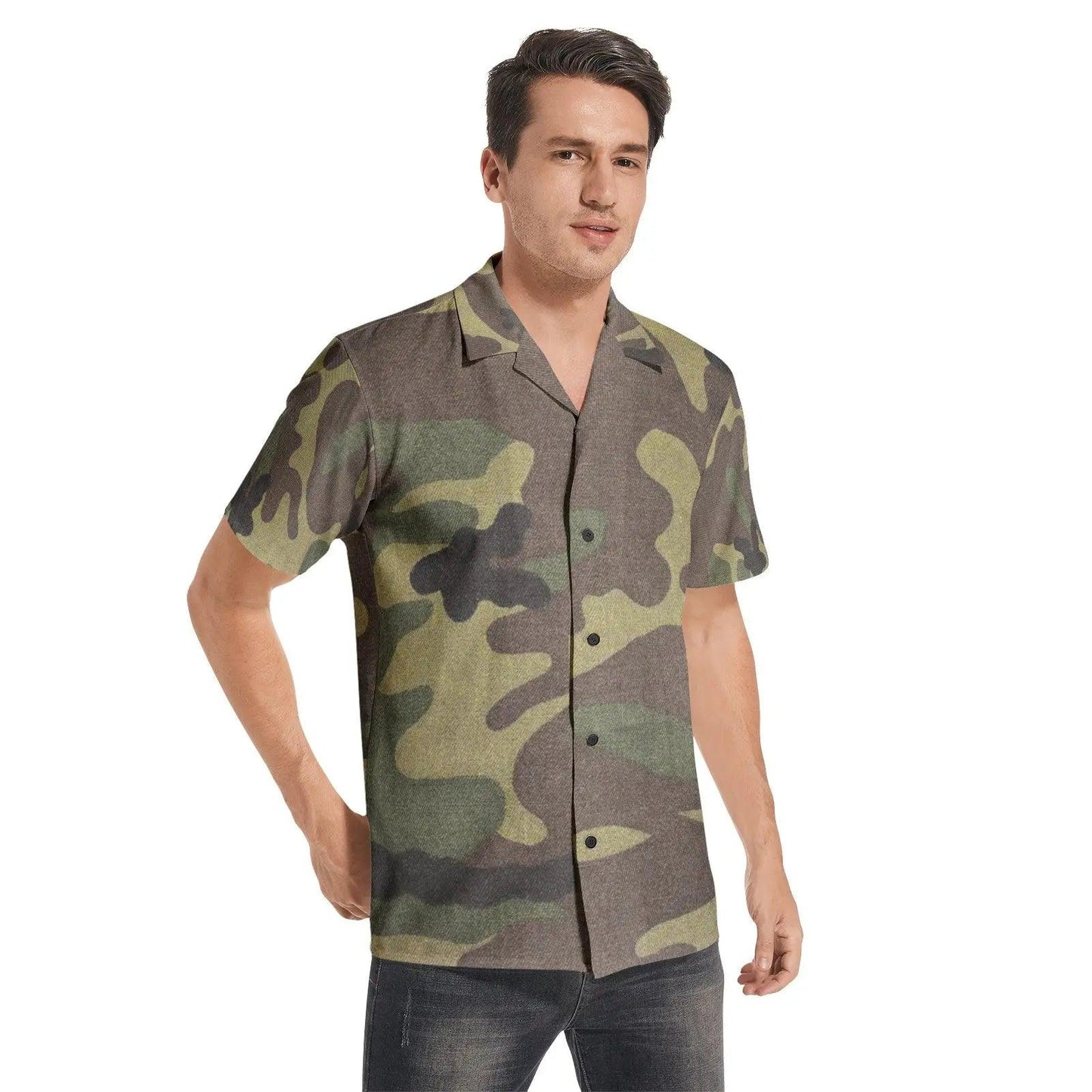 Men's Short Sleeve Shirts - Army - Mishastyle