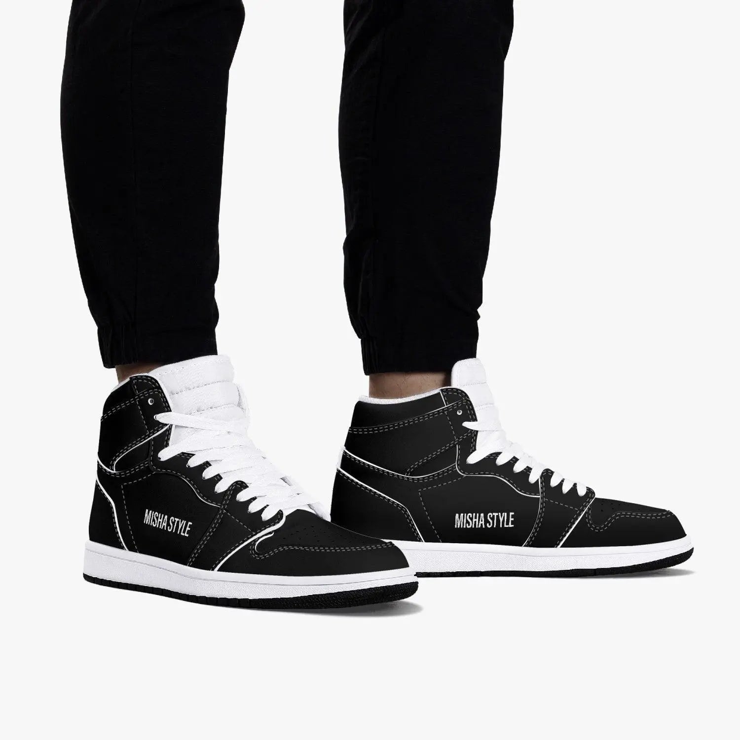 Misha Black High-Top Leather Sneakers - Mishastyle