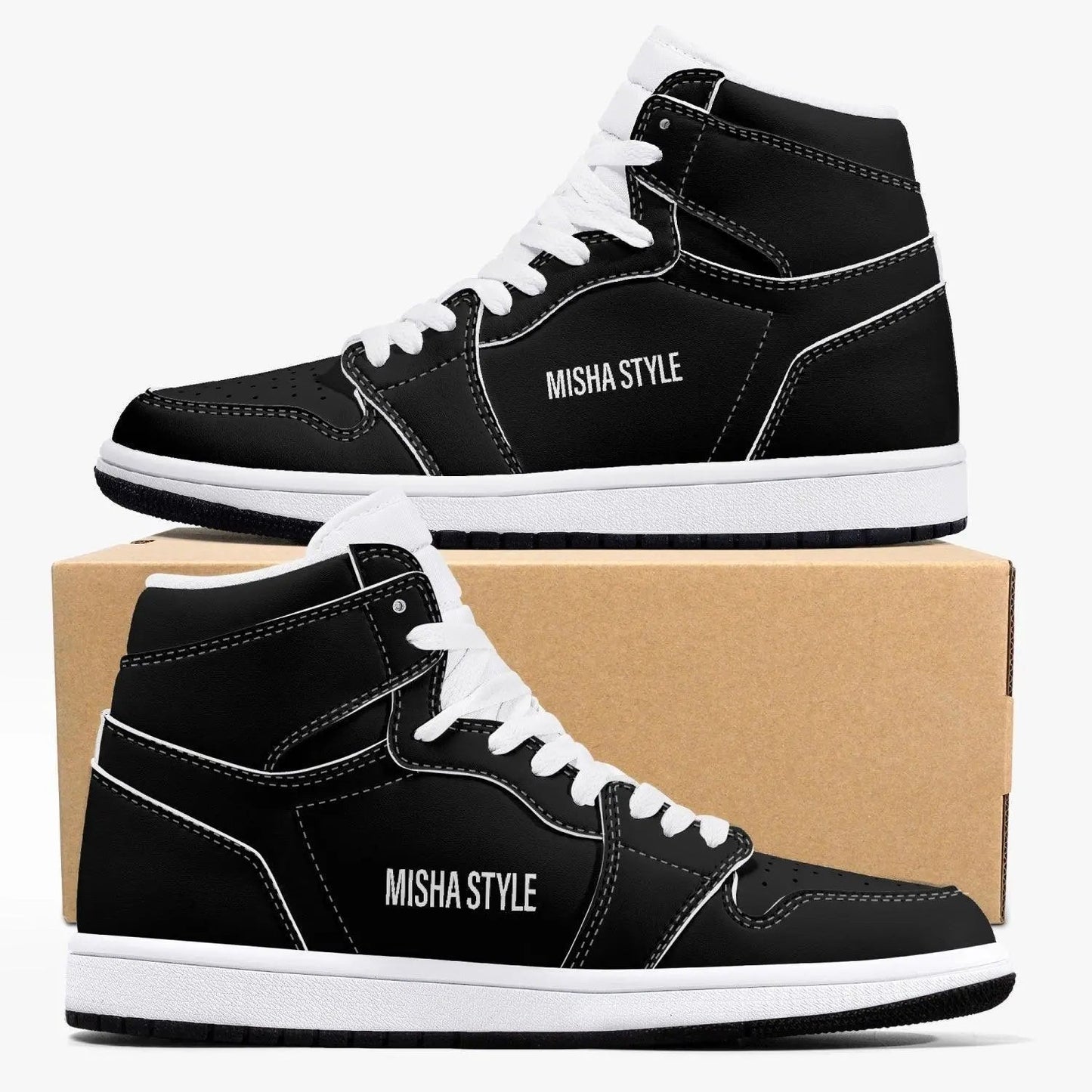 Misha Black High-Top Leather Sneakers - Mishastyle