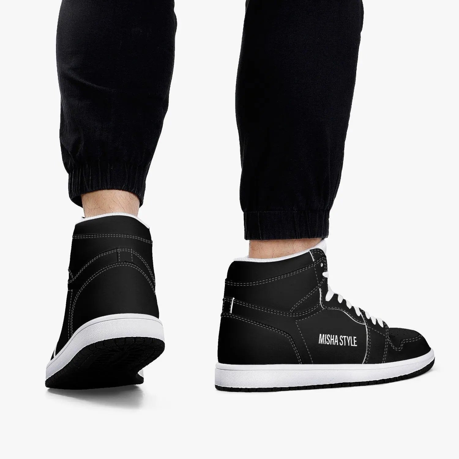 Misha Black High-Top Leather Sneakers - Mishastyle