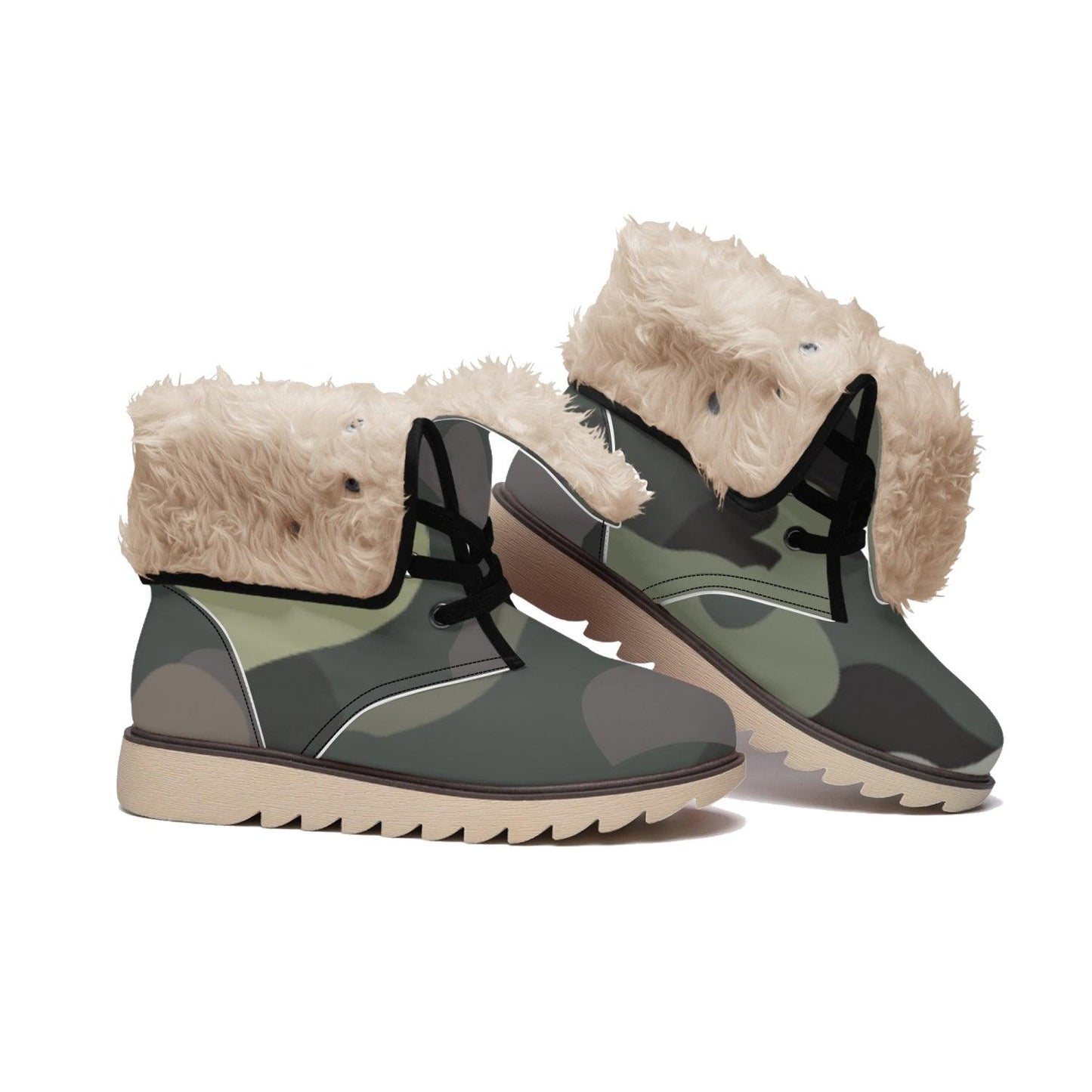 Misha Cotton-pad Fur Lining Boots - Army - Mishastyle