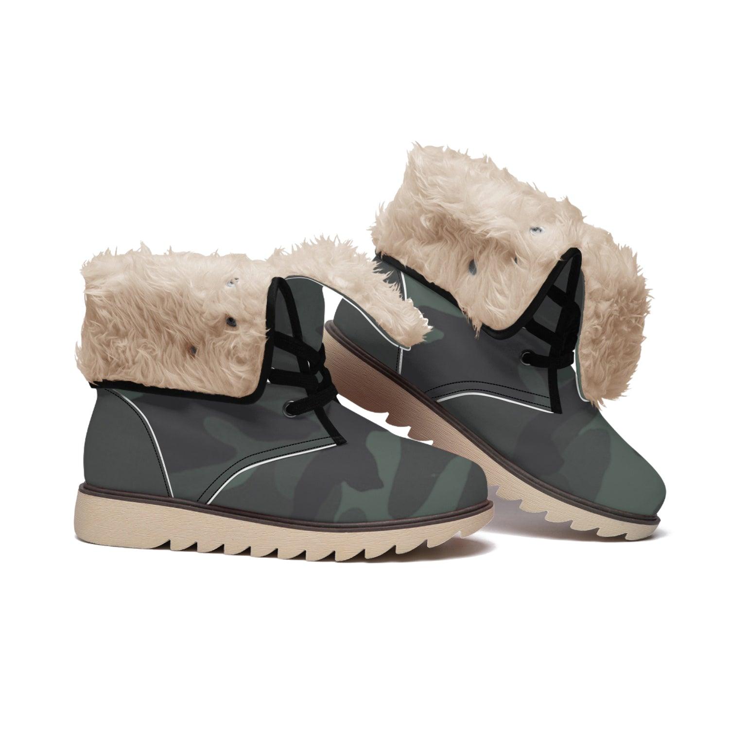 MISHA Cotton-pad Fur Lining Boots - Dark Army - Mishastyle