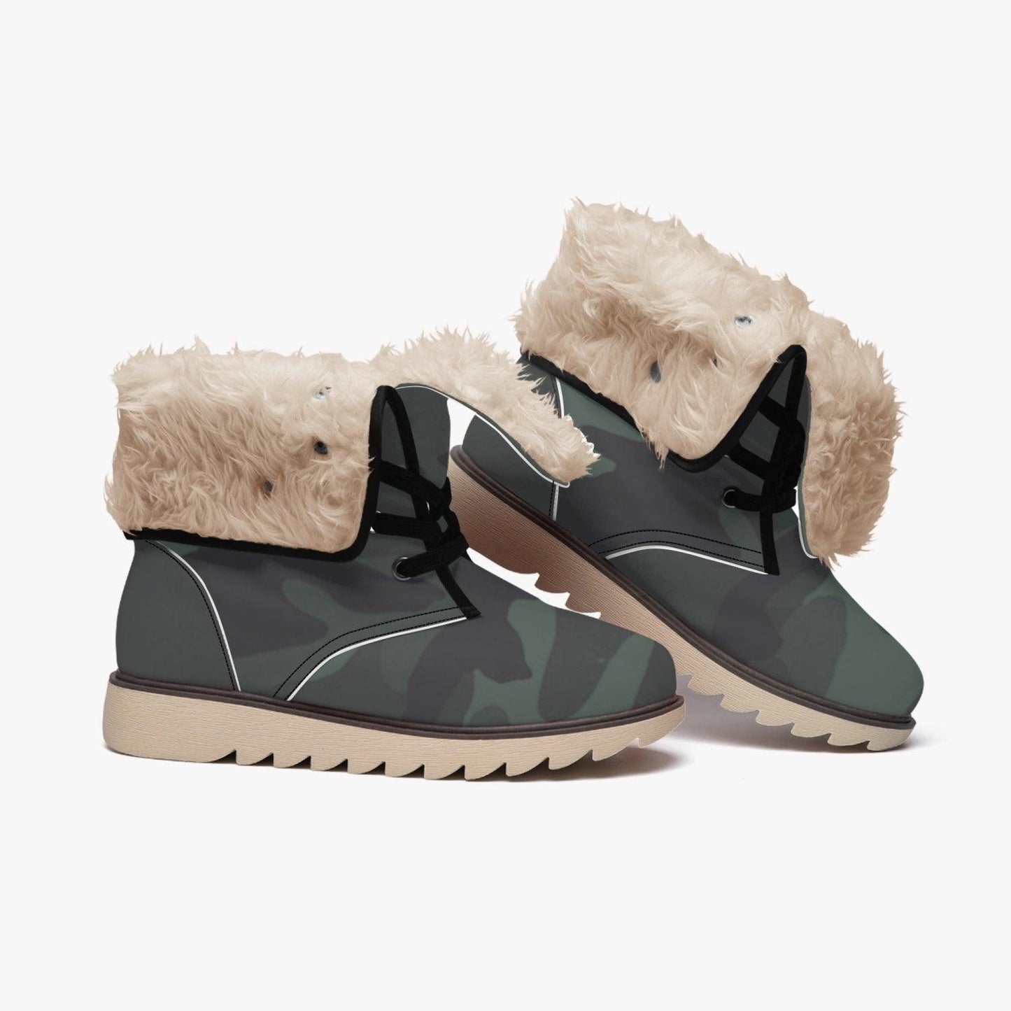 MISHA Cotton-pad Fur Lining Boots - Dark Army - Mishastyle