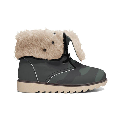 MISHA Cotton-pad Fur Lining Boots - Dark Army - Mishastyle