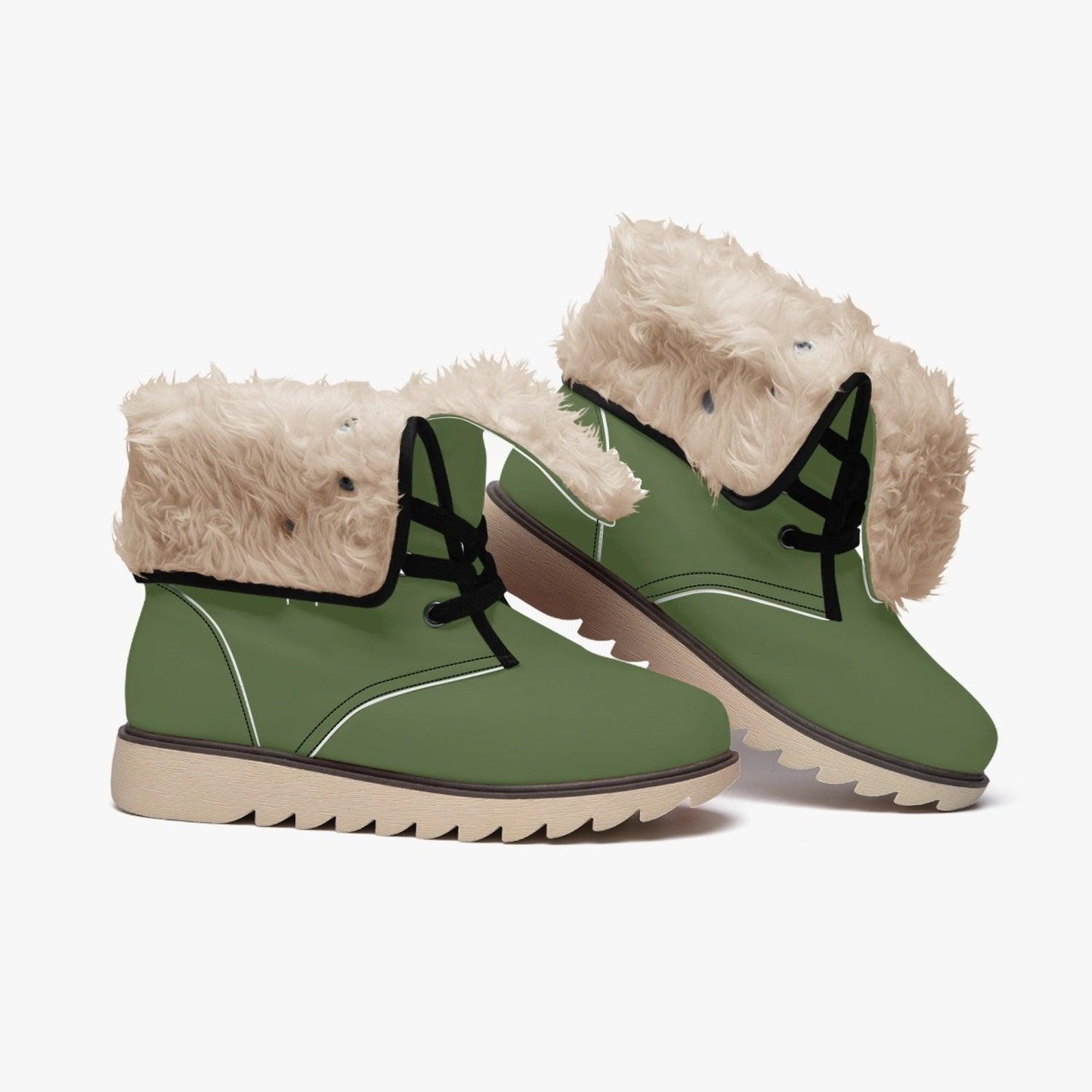 MISHA Cotton-pad Fur Lining Boots - Olive - Mishastyle