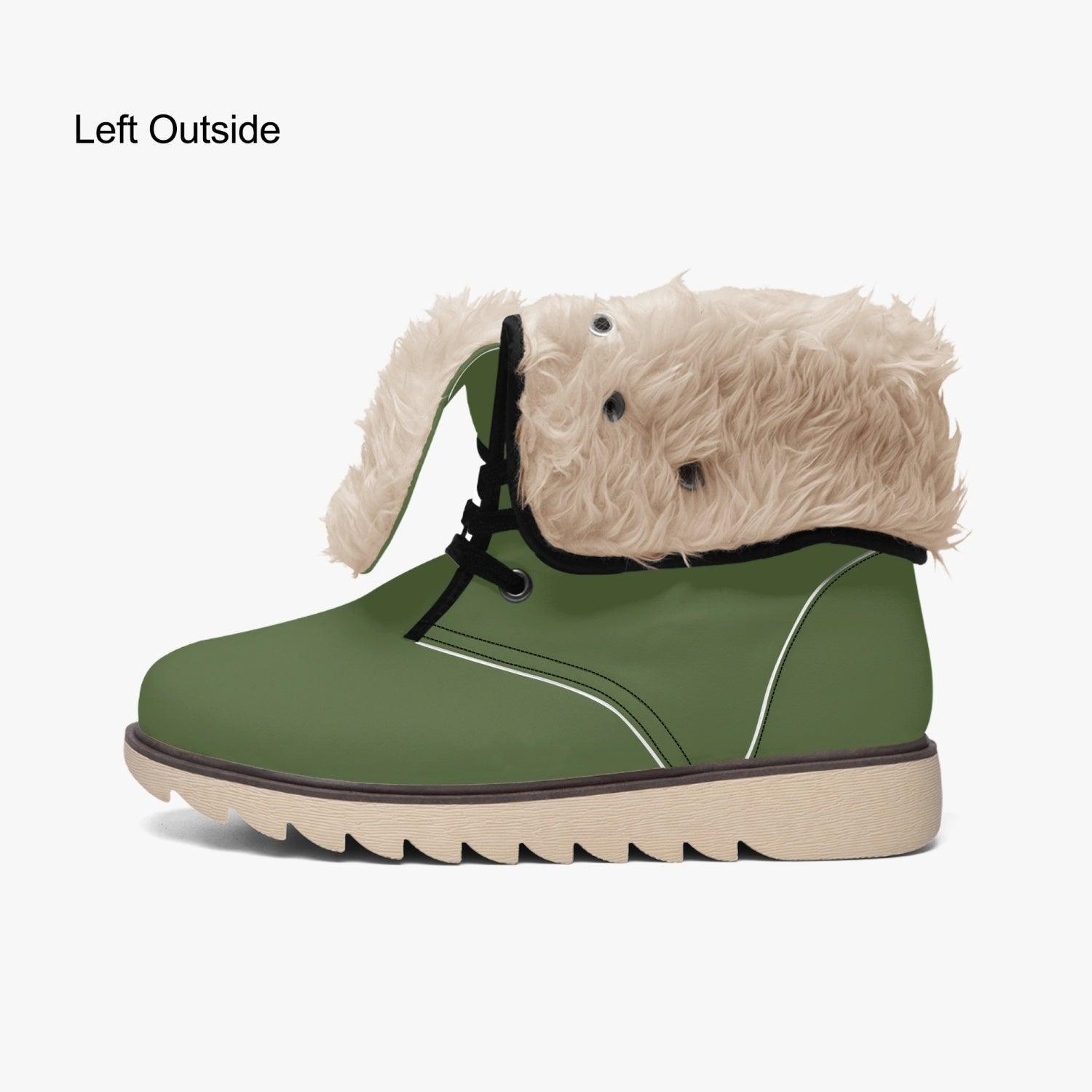 MISHA Cotton-pad Fur Lining Boots - Olive - Mishastyle