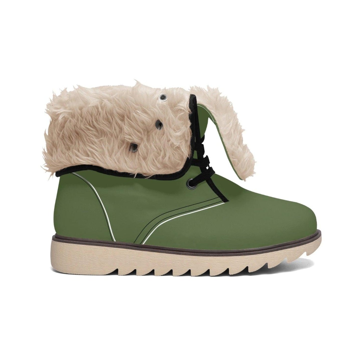 MISHA Cotton-pad Fur Lining Boots - Olive - Mishastyle