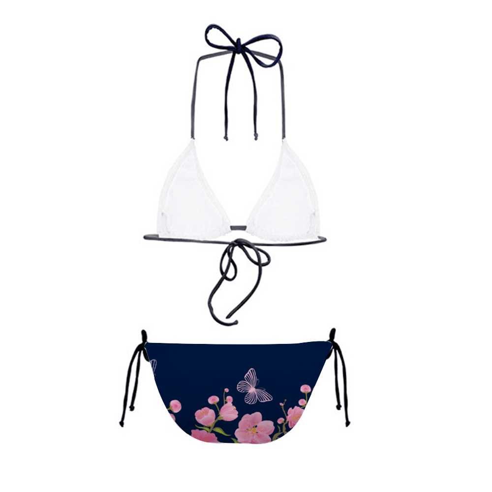 Misha Floral Bikini with Black Straps = Blue - Mishastyle