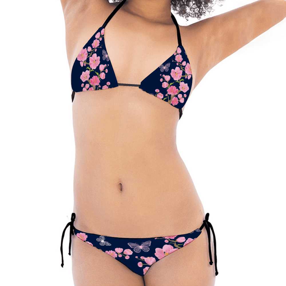 Misha Floral Bikini with Black Straps = Blue - Mishastyle