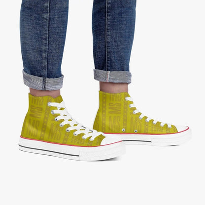 Misha High-Top Lady Canvas Shoes - Yellow - Mishastyle