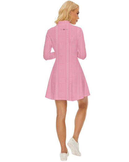 MISHA Long Sleeve Velour Longline Dress - Pink - Mishastyle