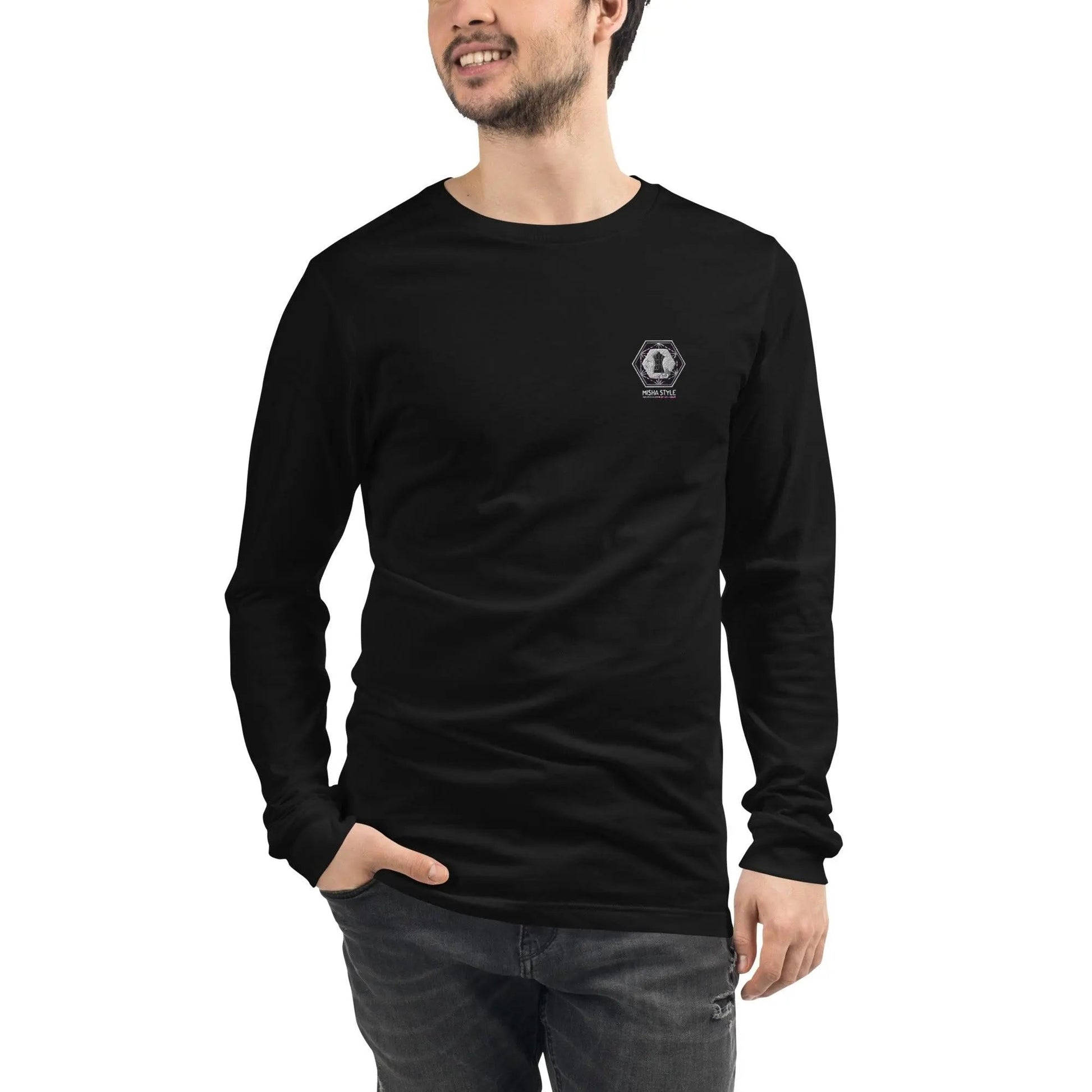 MISHA Men Long Sleeve Sweater - Royal Black - Mishastyle