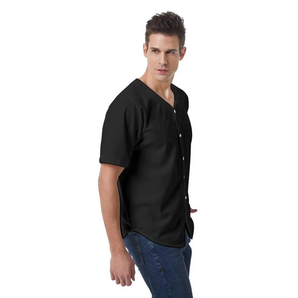 Misha Men's Short Sleeve Baseball Jersey - Black - Mishastyle