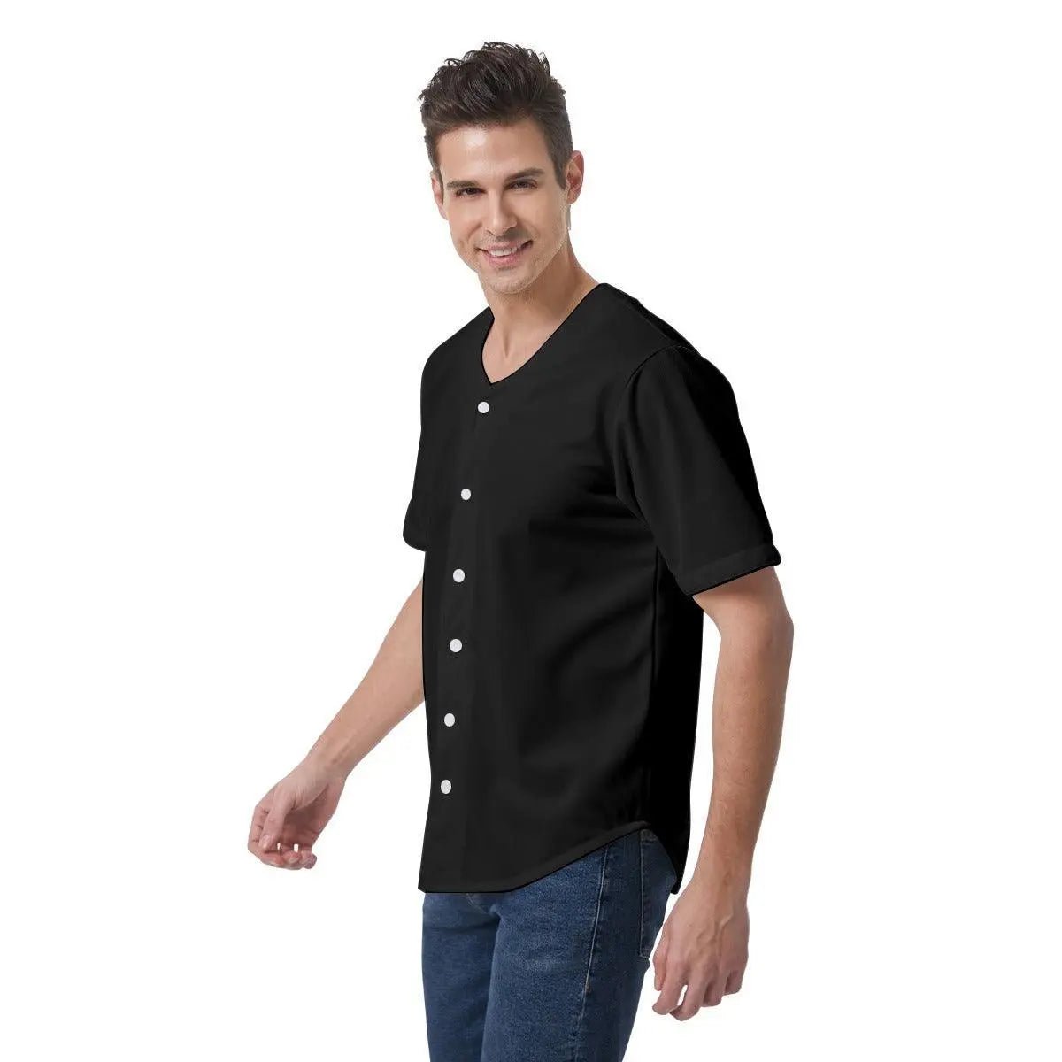 Misha Men's Short Sleeve Baseball Jersey - Black - Mishastyle