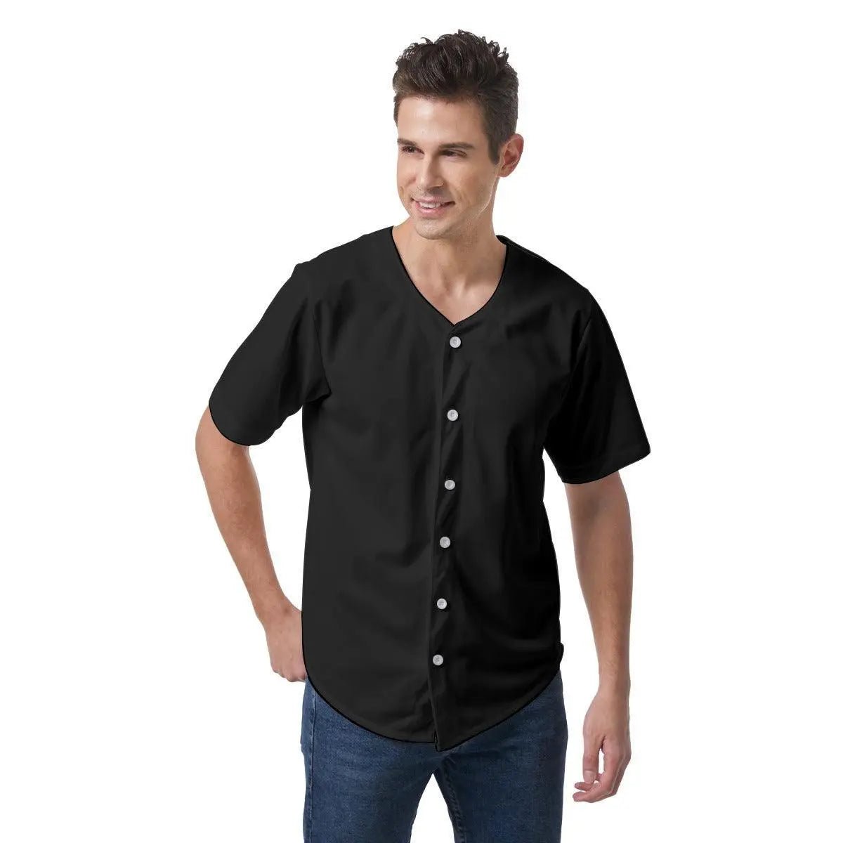 Misha Men's Short Sleeve Baseball Jersey - Black - Mishastyle