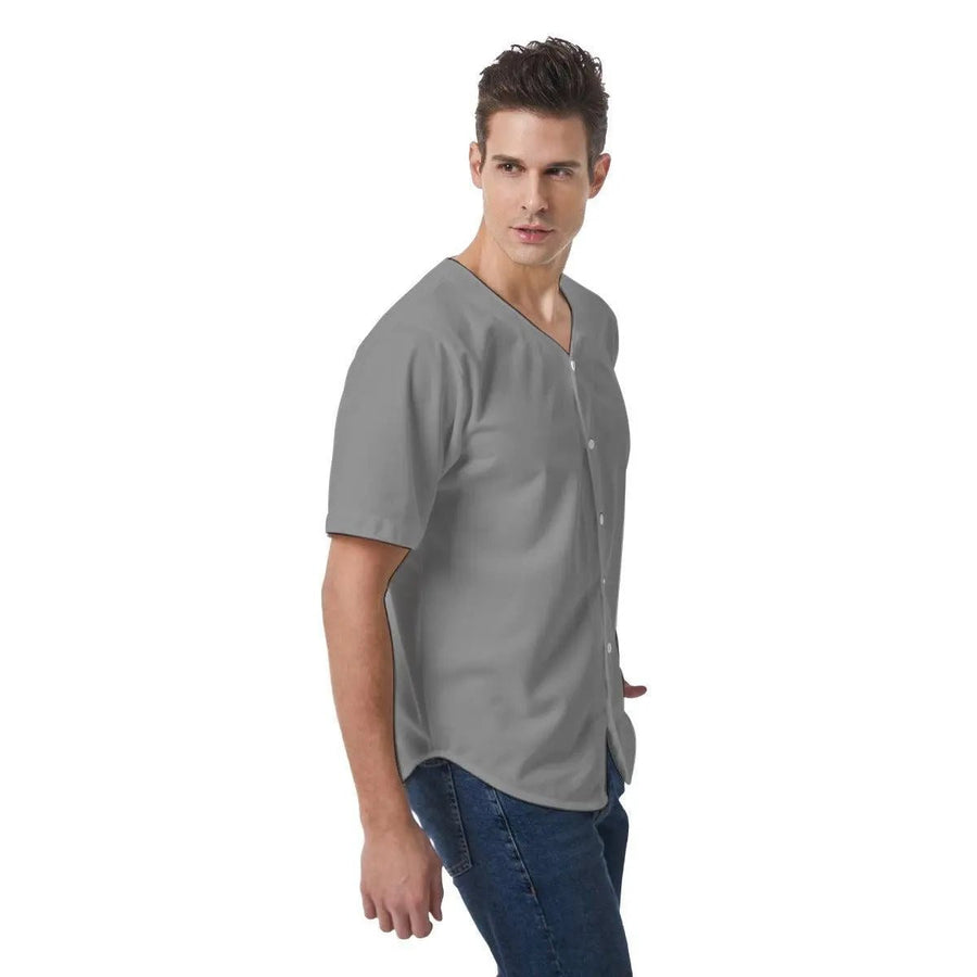 Misha Men's Short Sleeve Baseball Jersey - Gray - Mishastyle