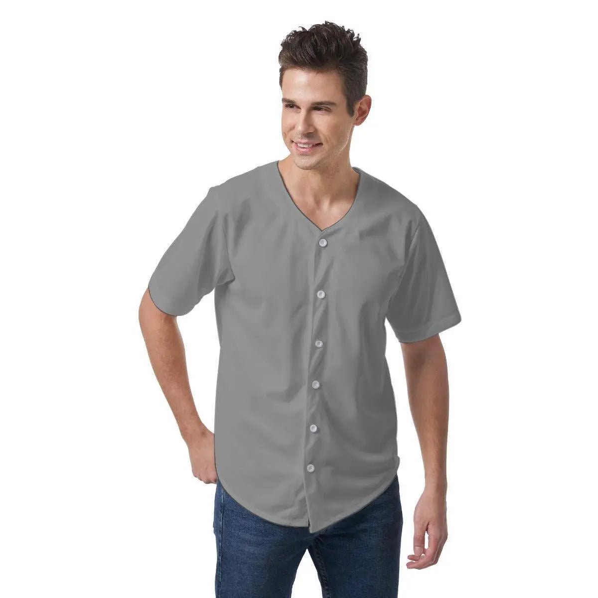 Misha Men's Short Sleeve Baseball Jersey - Gray - Mishastyle