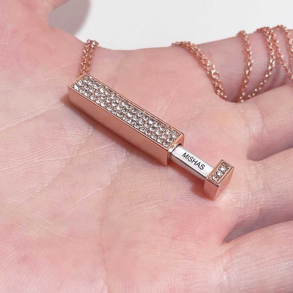 MISHA Retractable Stick Pendant Rhinestone Necklace - Mishastyle