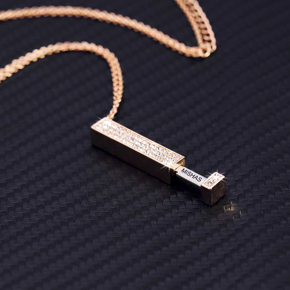 MISHA Retractable Stick Pendant Rhinestone Necklace - Mishastyle