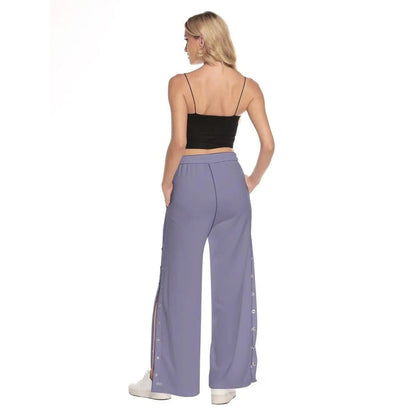 Misha Women's Side Slit Snap Button Trousers - Gray Purple - Mishastyle